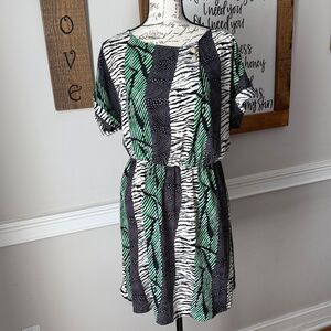 Orion London Zebra and Leaf Print Mini Dress